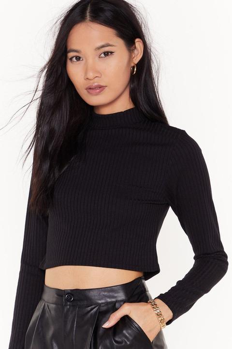 Crop It Low High Neck Sweater