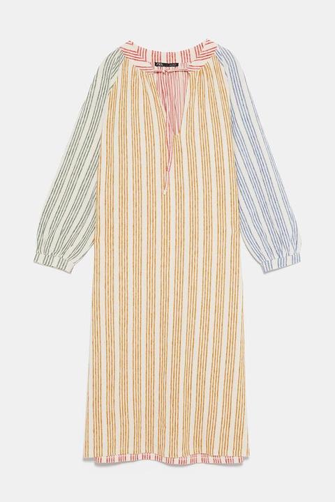 striped rustic dress zara