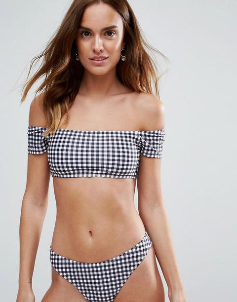 Top De Bikini Bardot De Vichy De Boohoo