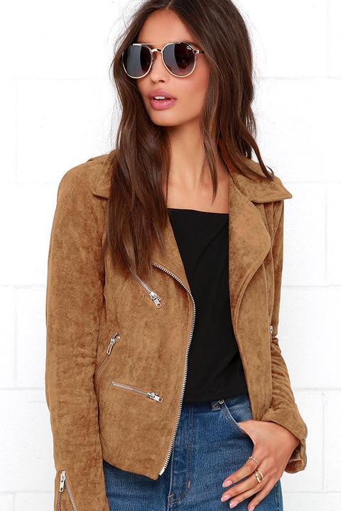 Suede With Love Tan Suede Moto Jacket - Lulus