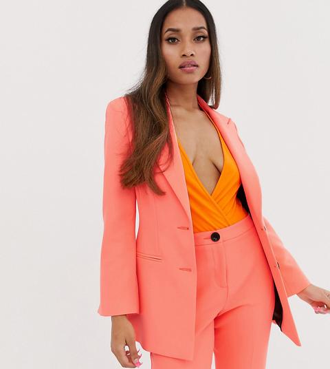 Americana De Traje En Rosa Flúor De Asos Design Petite