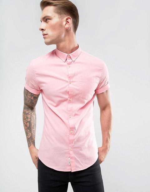 Camisa Oxford Ajustada Rosa De River Island