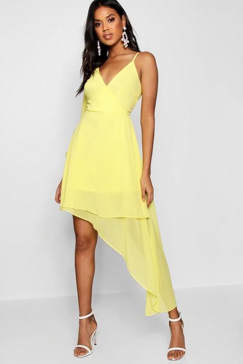 Boutique Chiffon Asymmetric Wrap Dress