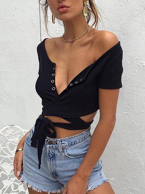 Casual Crisscross Bandage Crop Top