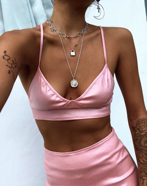 Jessie Bralet In Metallic Shimmer Baby Pink