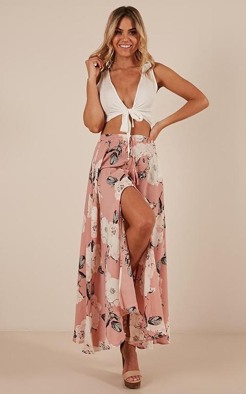 Flying On Neverland Maxi Skirt In Dusty Pink Floral