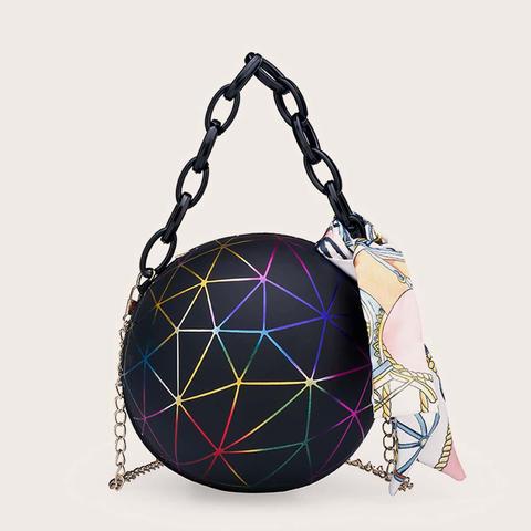 Twilly Scarf Decor Ball Shaped Chain Bag