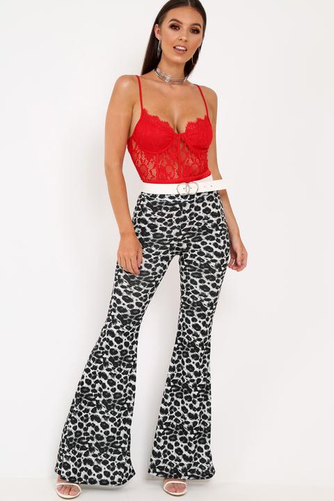 red leopard print flares