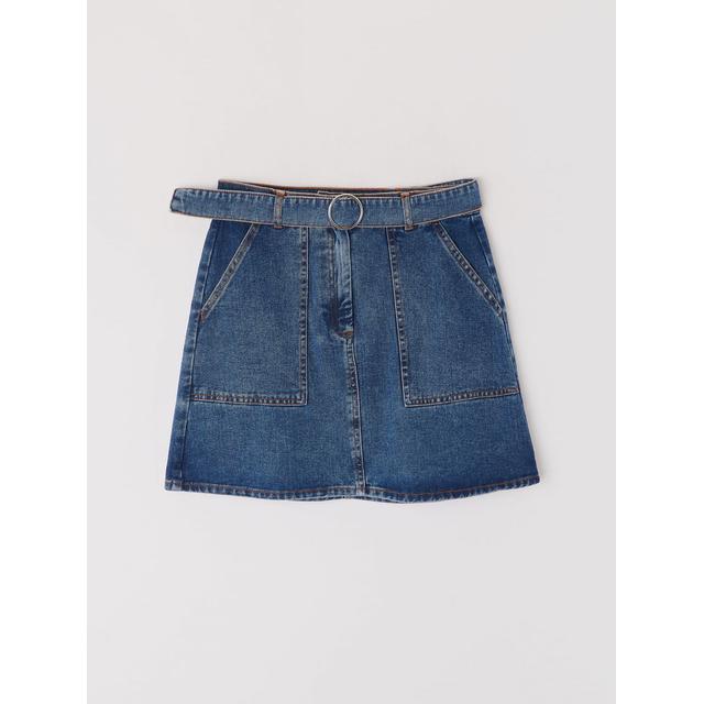 Gonna Mini In Jeans Con Cintura Blu Denim Medio from Terranova on 21 Buttons
