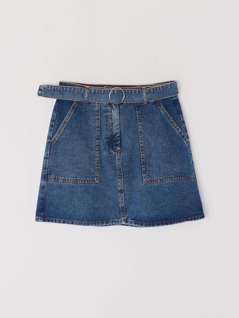 Gonna Mini In Jeans Con Cintura Blu Denim Medio from Terranova on 21 Buttons