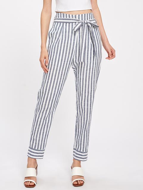 Pantalones De Rayas Con Cordón