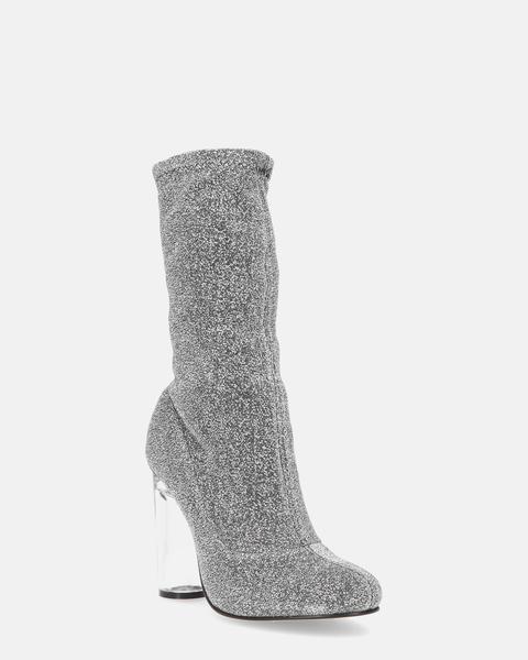 Kora - Ankle Boots With Perspex Heel In Gray Glitter