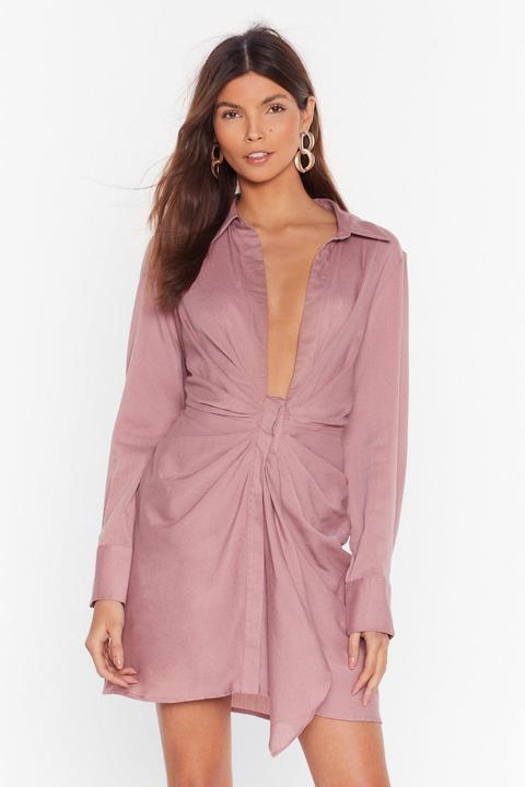 Womens Dressing Gown Chemise Décolletée Avec Effet Drapé Je Te Sauve La Che-mise - Rose - 38, Rose