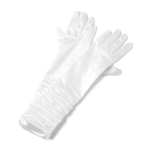 Claire's Long Satin Ruched Gloves - White