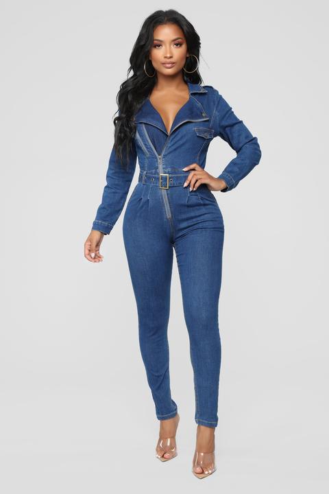 Got Me Feelin' Good Jumpsuit - Medium Wash