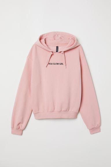 H & M - Felpa Con Cappuccio E Stampa - Rosa