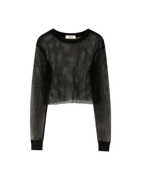 Camiseta rejilla negra. Pull & Bear