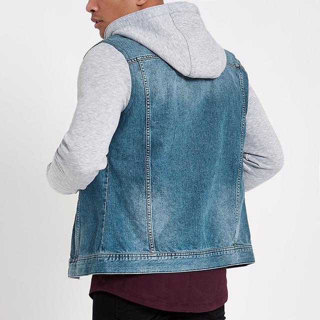 blue jersey hoodie denim jacket
