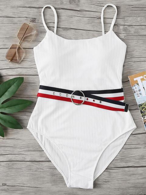 Costume Da Bagno Decorato Con Cintura