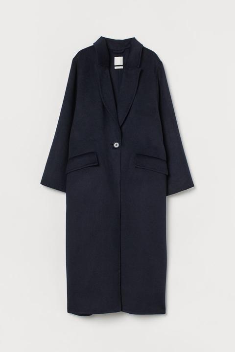 Oversized Wool-blend Coat - Blue