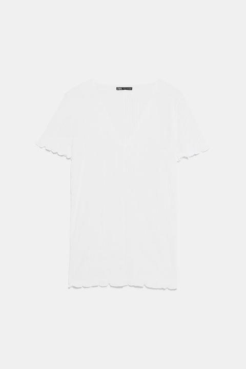 T-shirt Mit Rippenmuster