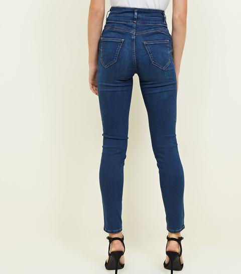 Blue High Waist Super Skinny 'lift & Shape' Jeans New Look