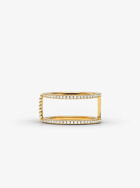 Mk Bague Empilable En Argent Sterling Plaqué En Métal Précieux Avec Pierres Pavées - Or(or) - Michael Kors