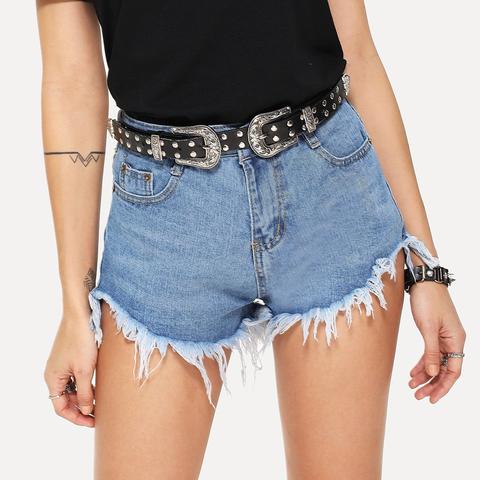 Shorts In Denim Con Orlo Grezzo