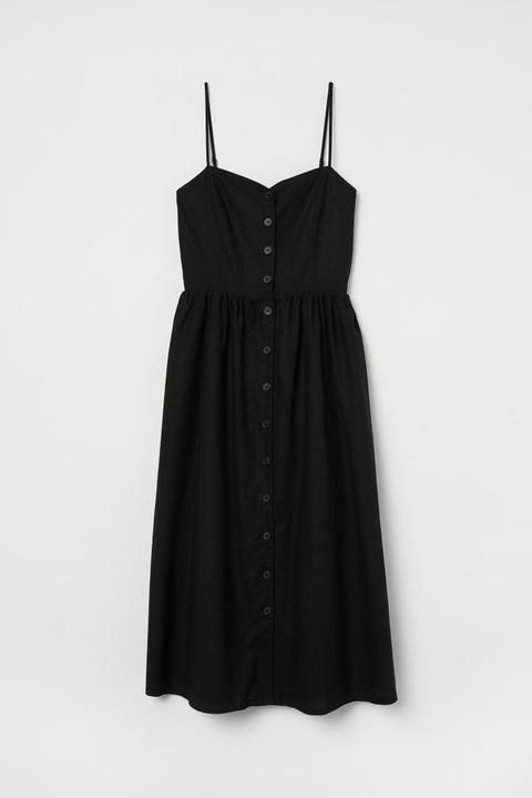 Linen-blend Dress - Black