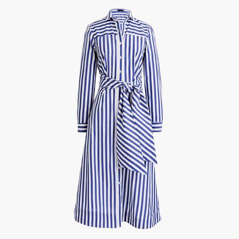 Tie-waist Shirtdress In Stripe