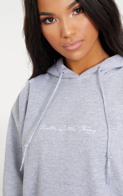 Prettylittlething Grey Marl Oversized Hoodie