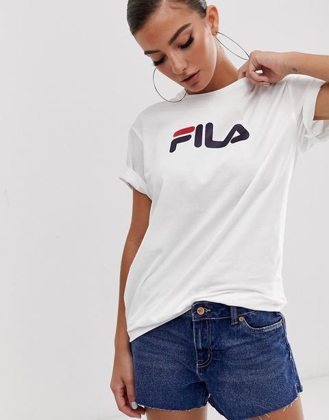 Camiseta Boyfriend Extragrande Con Logo En El Pecho De Fila-blanco