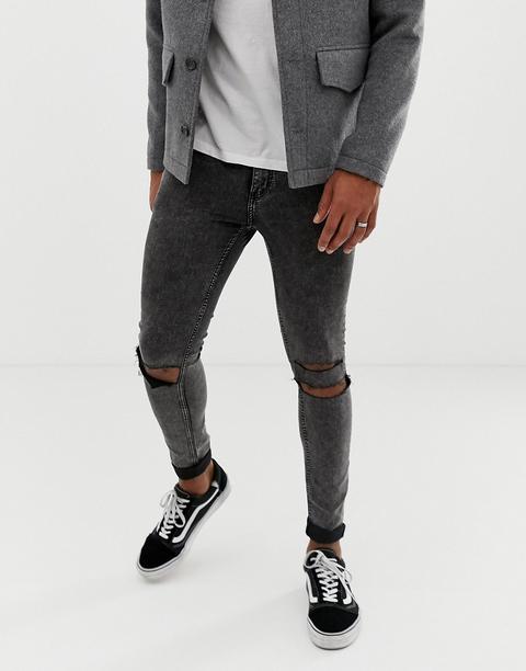 Cheap Monday - Jeans Super Skinny Effetto Spray Nero Slavato - Nero