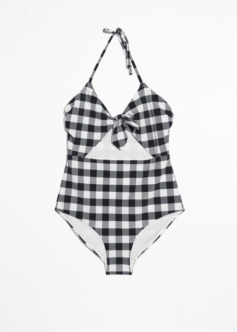 Gingham Cutout Halter Swimsuit