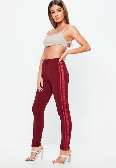 Tall Burgundy Side Stripe Joggers, Red