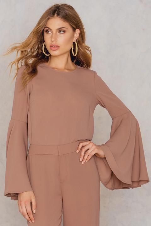 Trumpet Flare Sleeve Top Pink