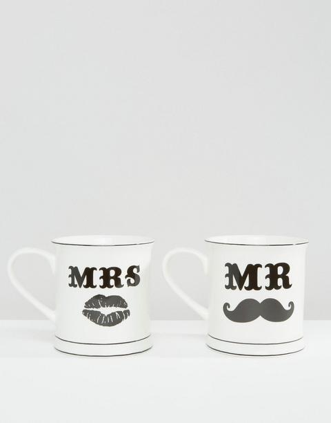 Sass & Belle - Mr & Mrs - Set Di Tazze - Multicolore