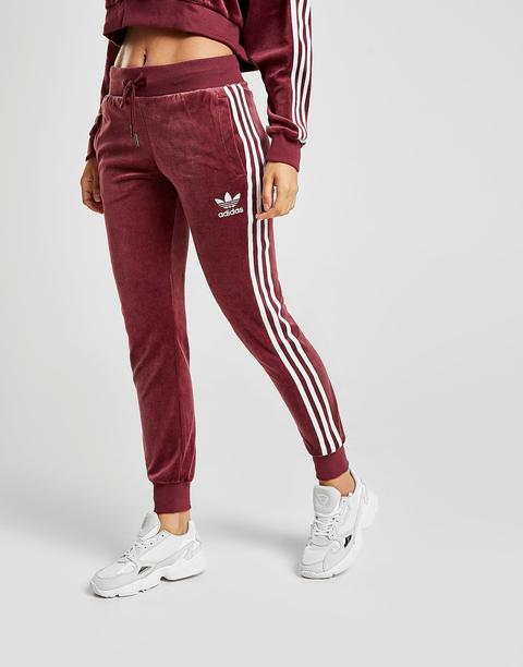 adidas 3 stripe joggers womens red