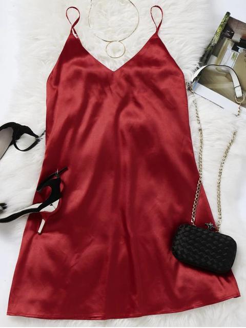 Vestido De Verano Cami Mini Pea Green Black Cloudy Deep Red