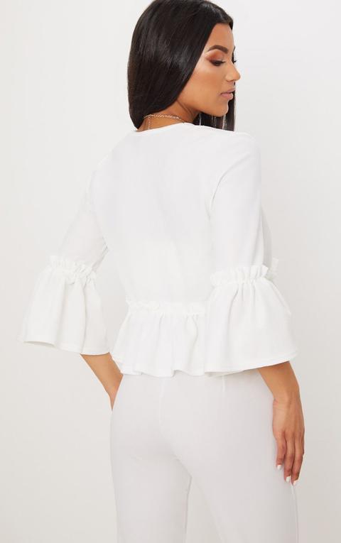 White frill sale sleeve blazer