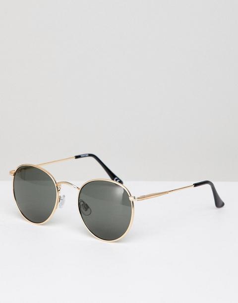 Asos Design – Runde Sonnenbrille In Gold Mit Nasensteg