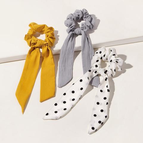 3pcs Polka Dot Pattern Scrunchie Scarf