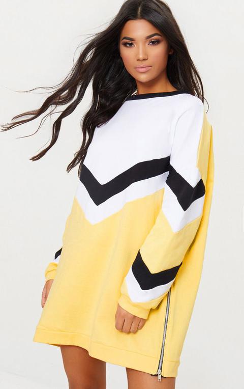 Lemon Chevron Oversized Jumper Dress