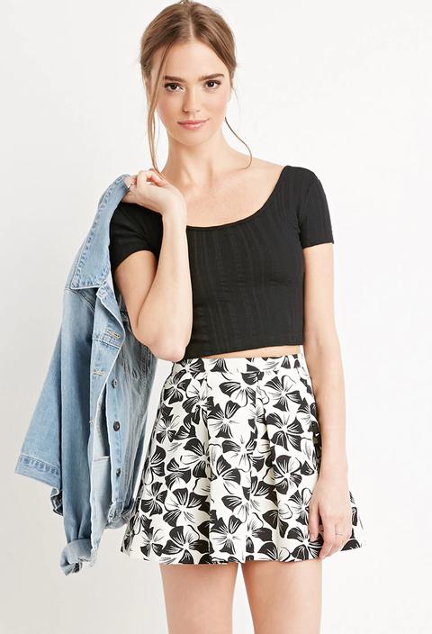 Pleated Floral Skirt