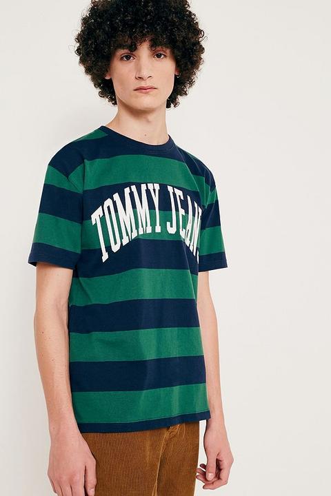 Tommy Jeans Eden Green Striped Logo T-shirt