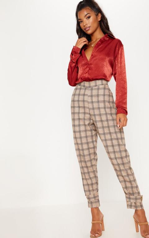 Black Check Peg Leg Trousers