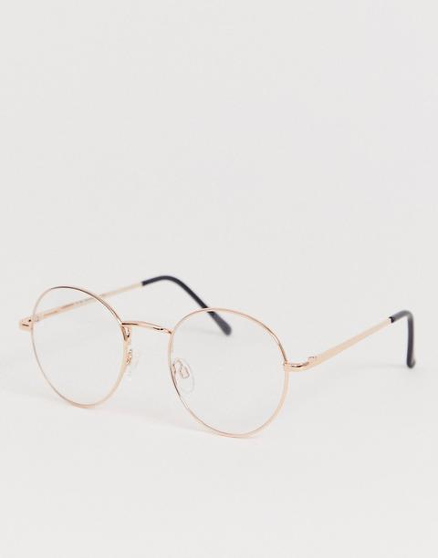 Aj Morgan Round Clear Lens Glasses In Gold