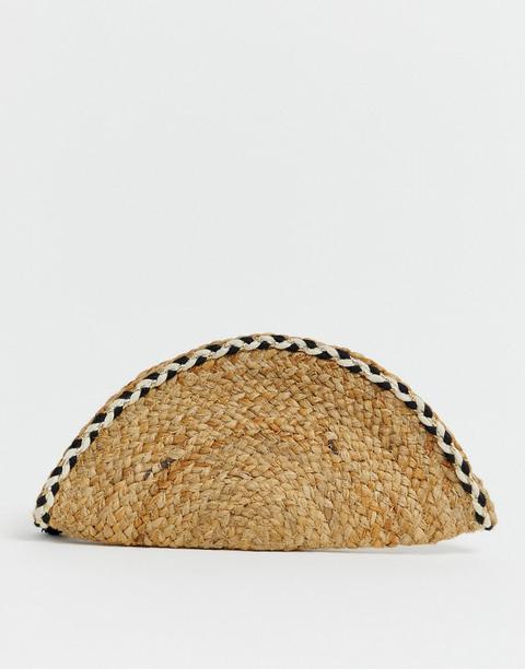 Clutch Estilo Abanico De Rafia Con Borlas Y Asa De Mano De Quita Y Pon De Pimkie-beis