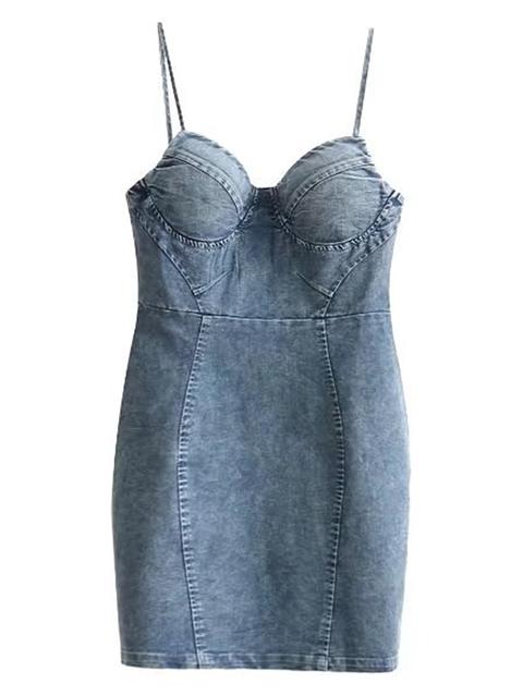 Vestido De Denim Con Tirantes