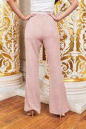 Ruby Holley Satin Mix Tailored Flared Trousers In Mink